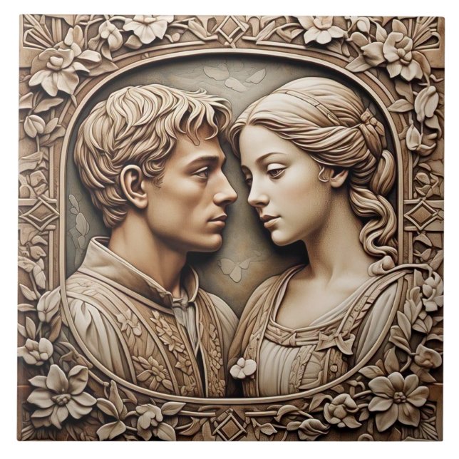 Romeo And Juliet - Arts And Crafts Ceramic Tile (Front)