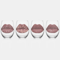 Romeo and Juliet lips kiss quotes glasses set