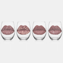 Romeo and Juliet lips kiss quotes glasses set