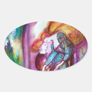 ROMEO AND JULIET Romantic Valentines's Day Oval Sticker