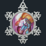 ROMEO AND JULIET Romantic Valentines's Day Snowflake Pewter Christmas Ornament<br><div class="desc">Balcony scene from Romeo and Juilet  tragedy by William Shakespeare .Original contemporary watercolor painting with golden foil and iridescent colours in bright purple , pink, green, yellow orange ,  teal, turquase,  white ..Painting by Bulgan Lumini (c)</div>