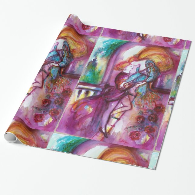 ROMEO AND JULIET Romantic Valentines's Day Wrapping Paper (Unrolled)