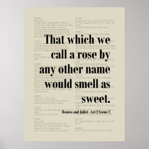 Romeo and Juliet Shakespeare Rose By Any Other Poster