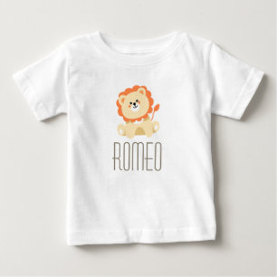 Romeo Custom Name Baby Boys Reveal Newborn Lion T-Shirt