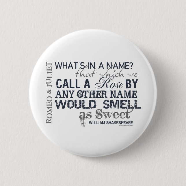 Romeo & Juliet Name Quote 6 Cm Round Badge (Front)