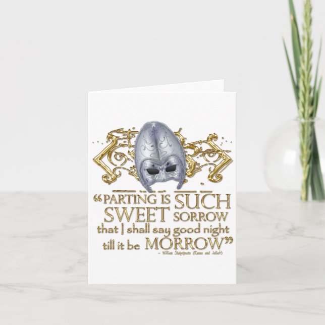 Romeo & Juliet Quote (Gold Version) Holiday Card (Front)