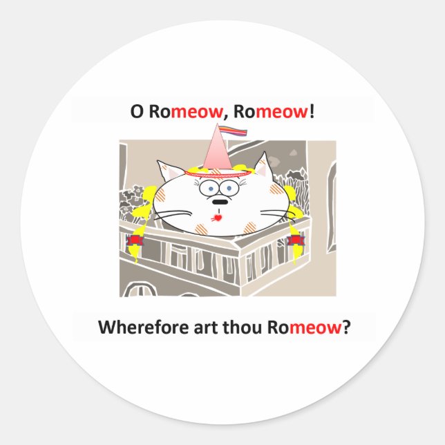 Romeow Classic Round Sticker (Front)
