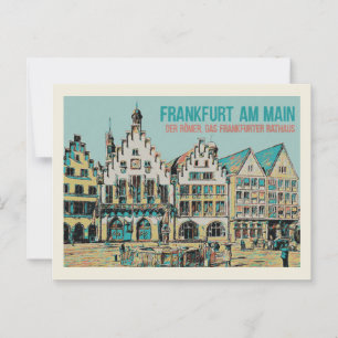 Römer Frankfurt, Iconic City Hall illustration Postcard