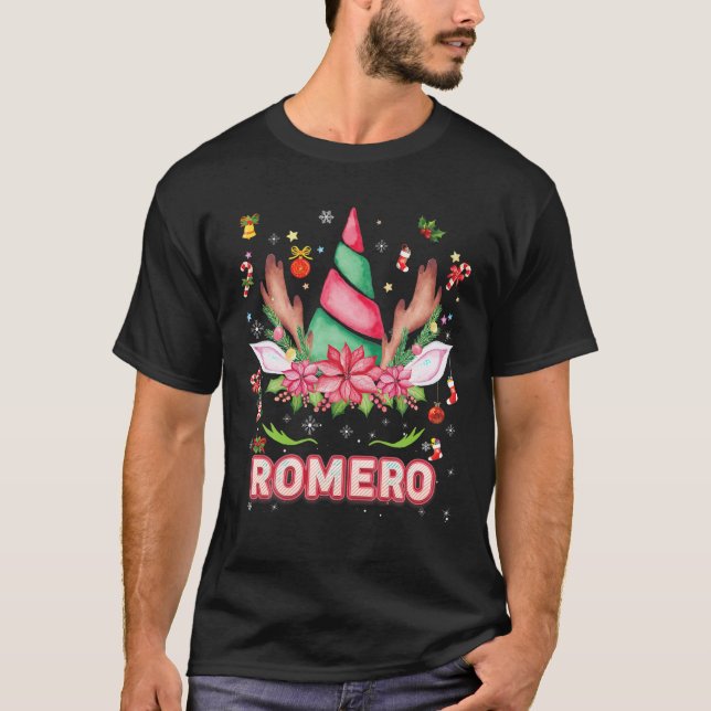 Romero Reindeer Unicorn Merry Christmas Santa Cost T-Shirt (Front)