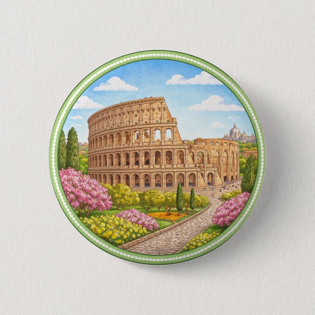 Rome's Colosseum 6 Cm Round Badge (Front)