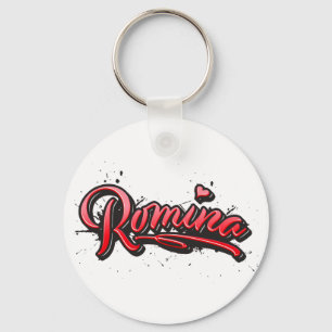 Romina red Heart Graffiti Schlüsselanhänger Key Ring