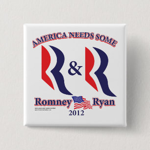 Romney and Ryan 15 Cm Square Badge
