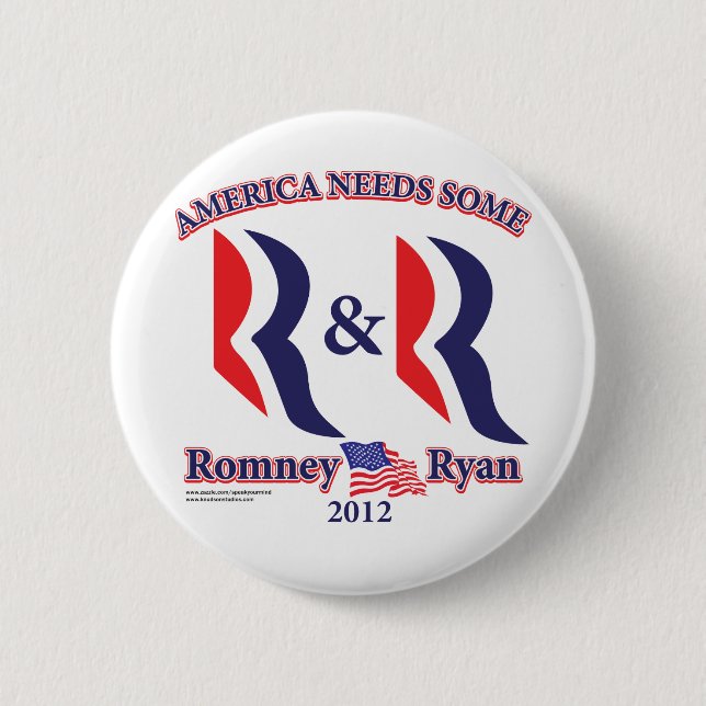 Romney and Ryan 6 Cm Round Badge (Front)