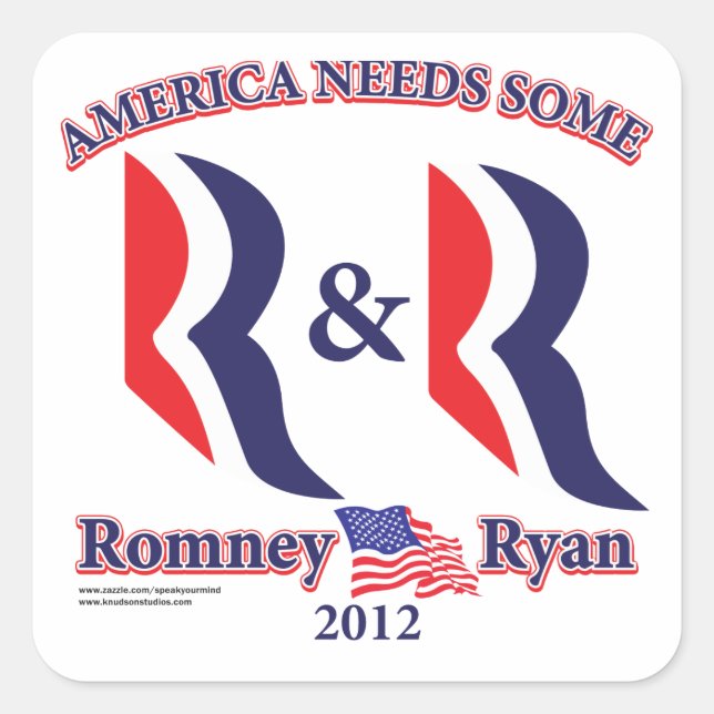 Romney and Ryan Square Sticker (Front)