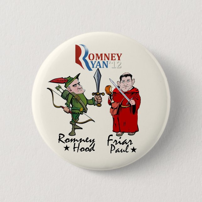Romney Hood & Friar Paul (Ryan) 6 Cm Round Badge (Front)
