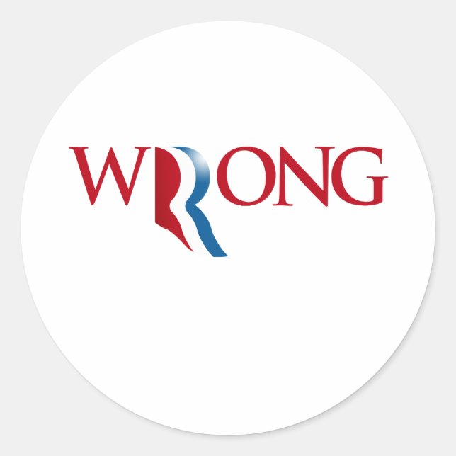 Romney is Wrong Classic Round Sticker (Front)