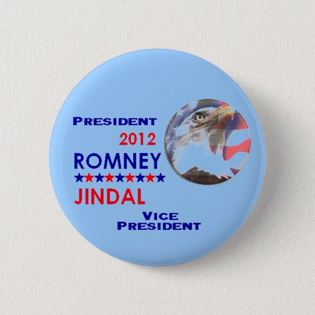ROMNEY & JINDAL 2012 Button (Front)