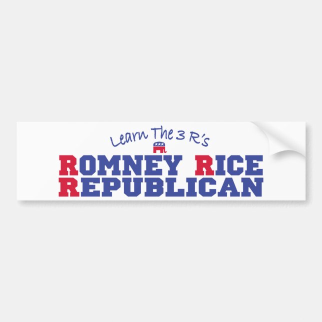 Romney Rice Republican 2012 Bumper Sticker (Front)