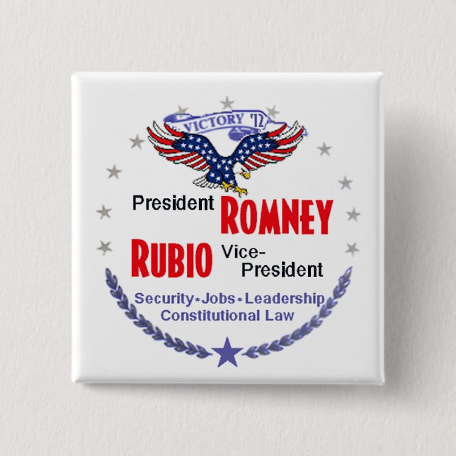 Romney Rubio 15 Cm Square Badge (Front)