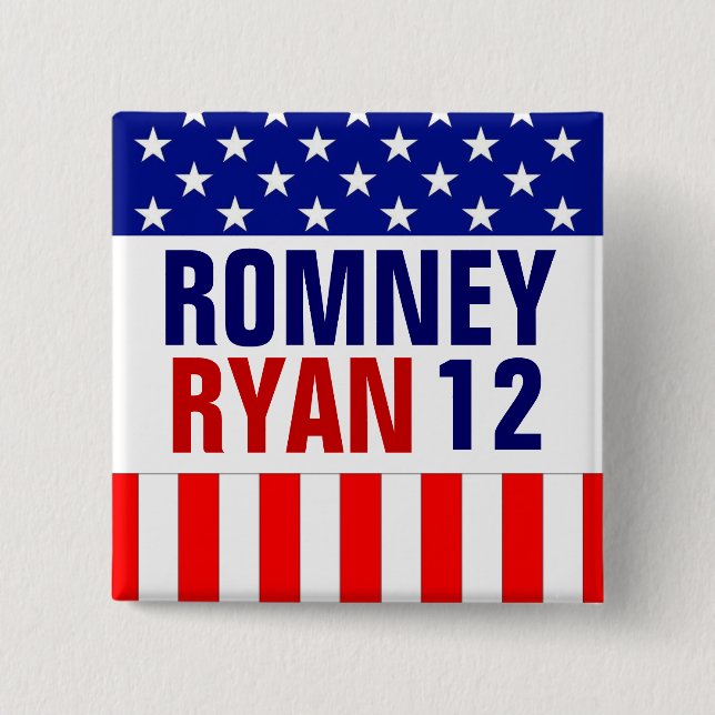 Romney Ryan 2012 15 Cm Square Badge (Front)