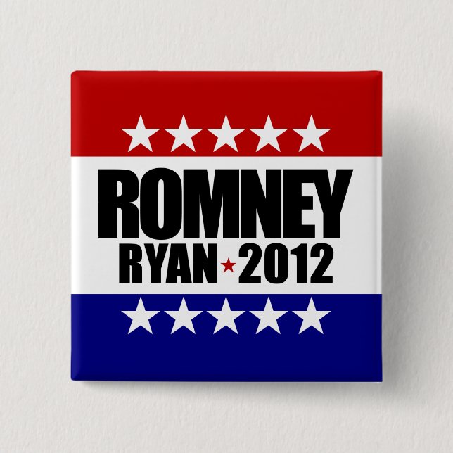 Romney Ryan 2012 15 Cm Square Badge (Front)