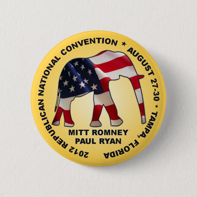 Romney Ryan 2012 GOP Convention 6 Cm Round Badge (Front)