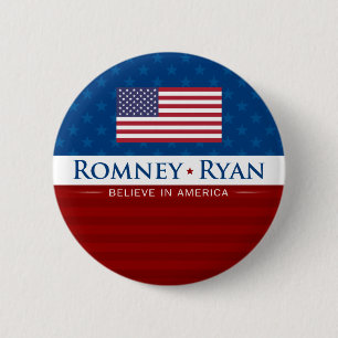 Romney & Ryan Believe in America 6 Cm Round Badge