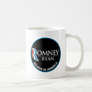 Romney Ryan Believe In America Round Black Coffee Mug