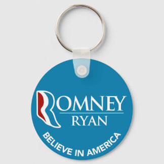Romney Ryan Believe In America Round Blue Key Ring
