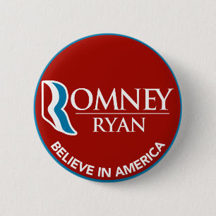 Romney Ryan Believe In America Round Red 6 Cm Round Badge