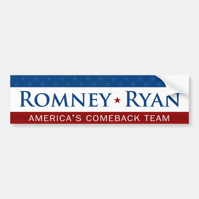 Romney & Ryan Comeback Team Bumper Sticker (Front)