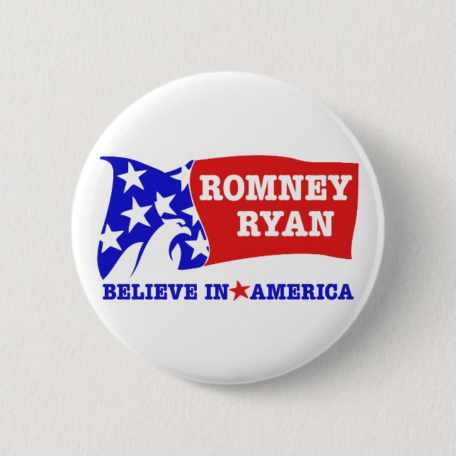 Romney Ryan Eagle Flag 6 Cm Round Badge (Front)