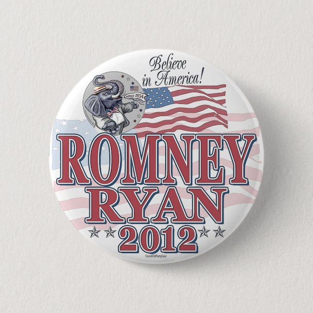 Romney Ryan GOP Ticket 6 Cm Round Badge (Front)
