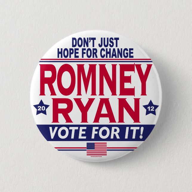 Romney Ryan Hope Change 6 Cm Round Badge (Front)