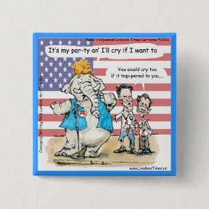 Romney & Ryan Its My Party Funny Gifts & Cards 15 Cm Square Badge