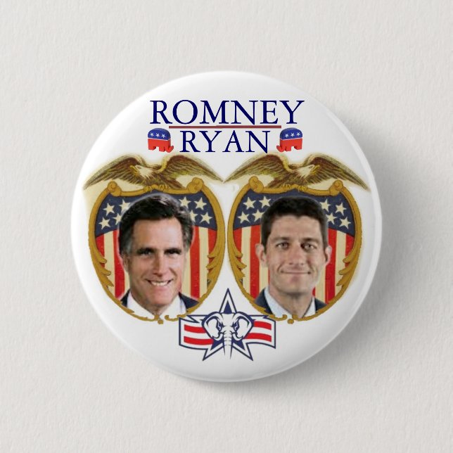 Romney Ryan Jugate 6 Cm Round Badge (Front)