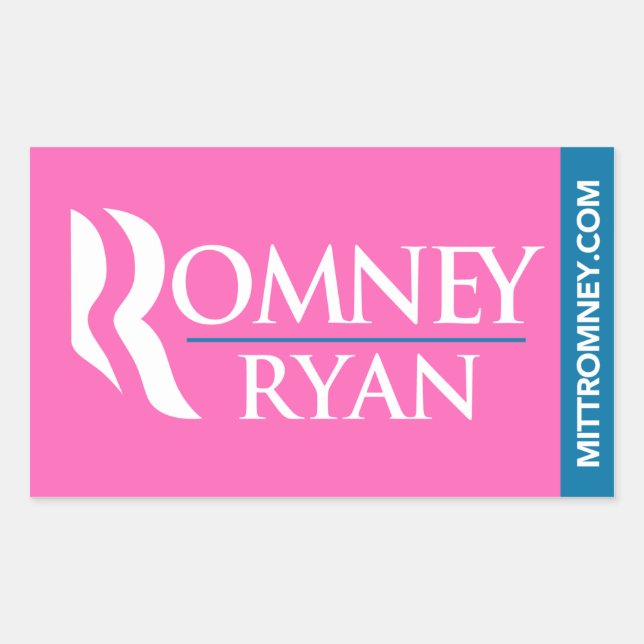 Romney Ryan Logo Sticker Rectangle Pink (Front)