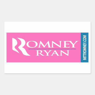 Romney Ryan Logo Sticker Rectangle Pink