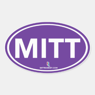 Romney Ryan Mitt Oval Sticker (Purple)