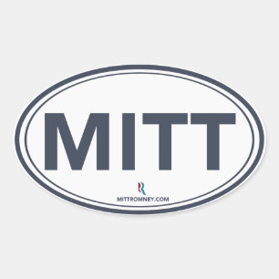 Romney Ryan Mitt Oval Sticker (White / Dark Blue)