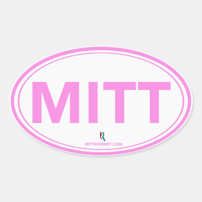 Romney Ryan Mitt Oval Sticker (White / Pink) (Front)