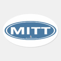 Romney Ryan Mitt Sticker Oval (Blue)