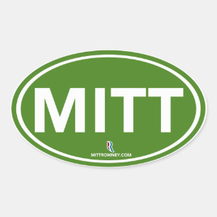 Romney Ryan Mitt Sticker Oval (Green)