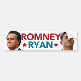 Romney Ryan Portrait Bumper Sticker (White)