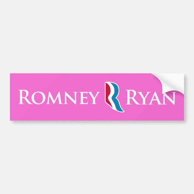 Romney Ryan R Logo Pink Background Bumper Sticker (Front)