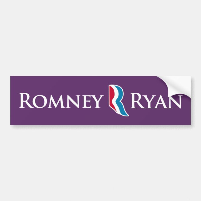 Romney Ryan R Logo Purple Background Bumper Sticker (Front)