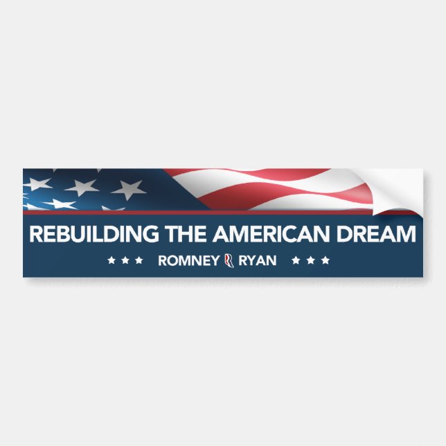 Romney Ryan Rebuilding the American Dream Bumper Bumper Sticker (Front)