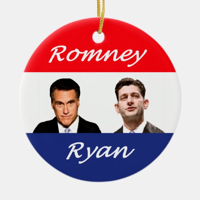 Romney Ryan Retro Ceramic Tree Decoration (Front)