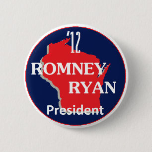 Romney Ryan WISCONSIN 6 Cm Round Badge