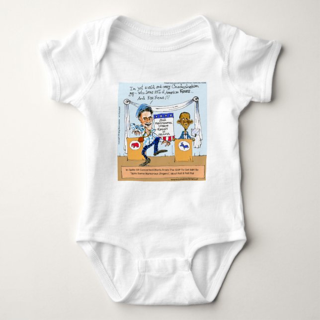 Romney Tries Zingers on Obama Funny Gifts & Cards Baby Bodysuit (Front)